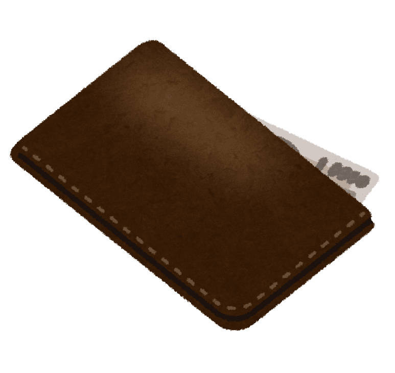 A brown leather wallet with a banknote peeking out
